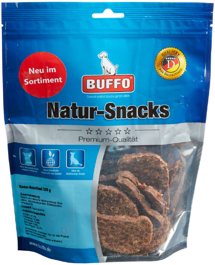 BUFFO Hundeleckerli Natur-Snacks Rinder-Schnitzel
